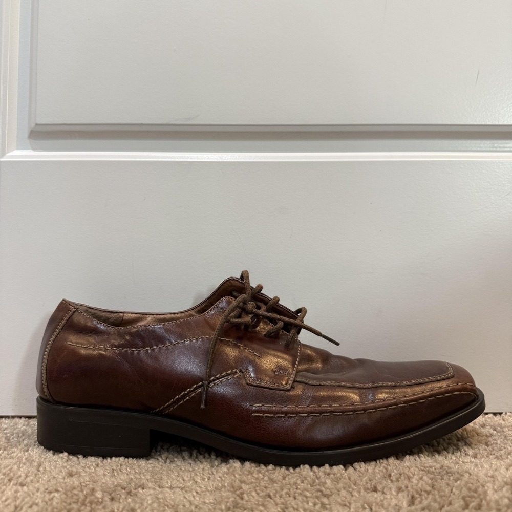 Johnston & Murphy Shoes Mens Size 10.5 M Brown Leather Derby Square Toe Dress